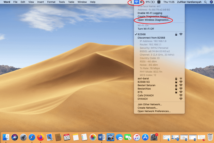 koneksi WiFi MacBook