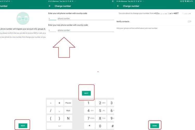 Ganti nomor WhatsApp