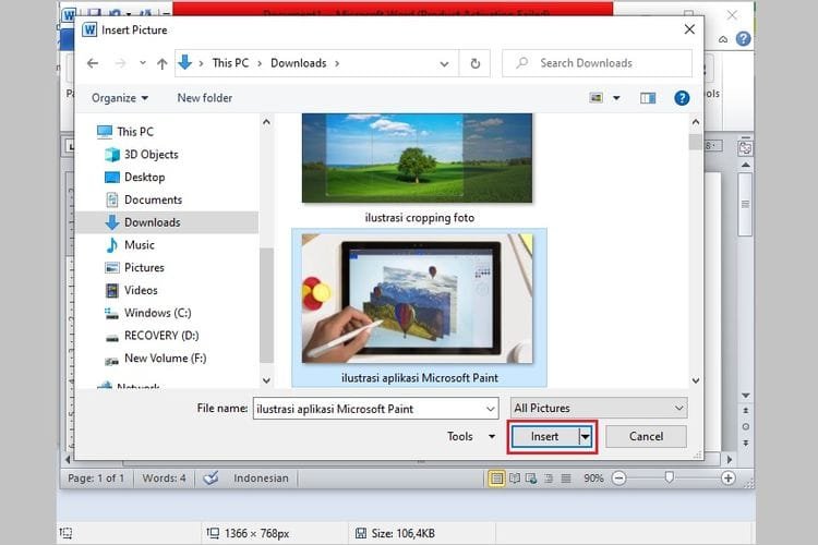 mengedit gambar di Microsoft Word