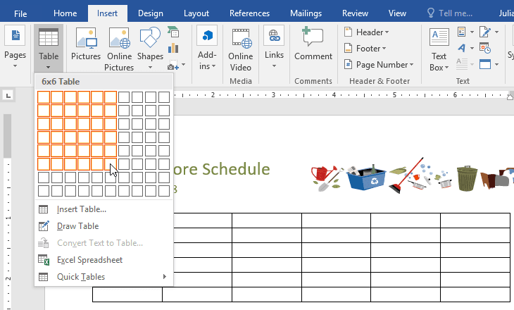 membuat tabel di Microsoft Word