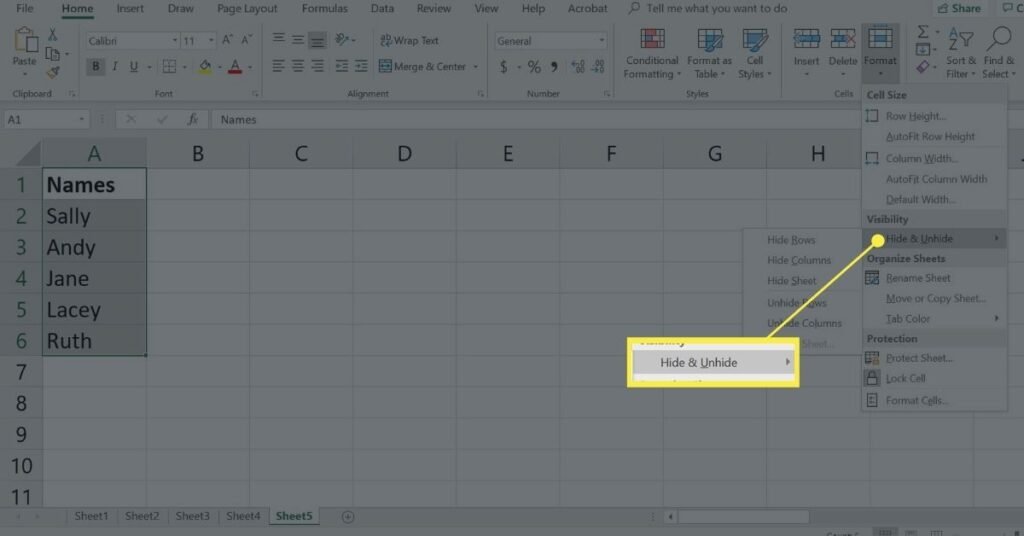 sheet di Excel